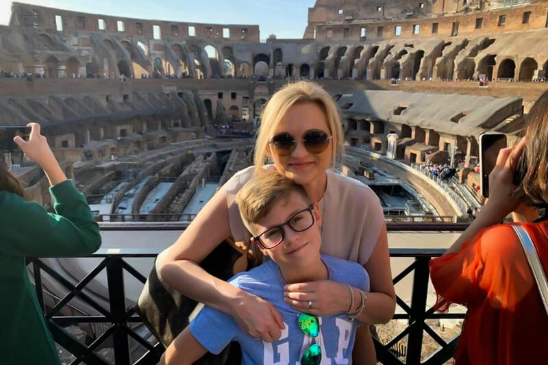 Hana on a vacation in Italy with her son