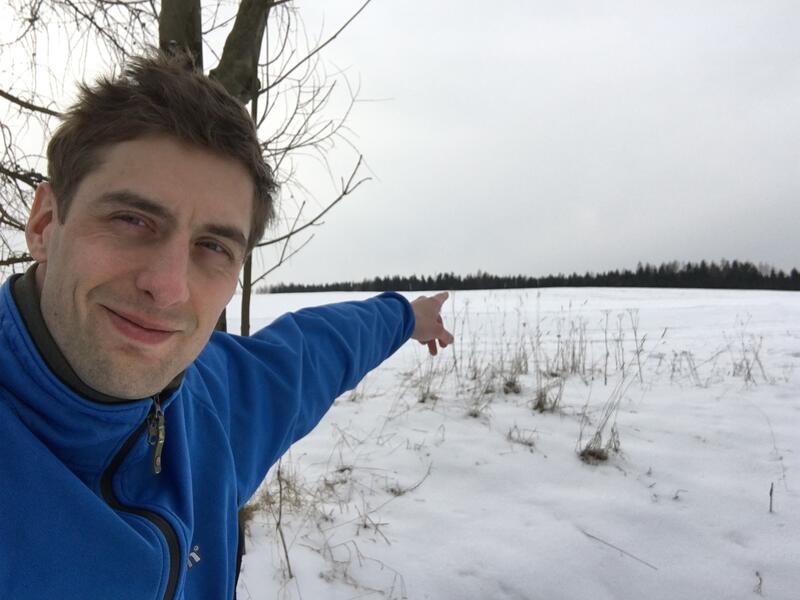 Jakub on his winter hike